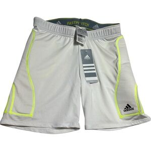 Adidas White Shorts with Bright Yellow Trim